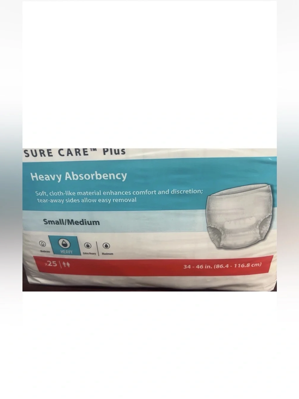 Sure Care Plus Heavy Absorbency Adult Underwear - White (Small/Medium) 2 packs